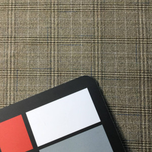 Beige Brown Plaid Fabric | Poly-Cotton Blend | Apparel Blouse Skirts Dresses