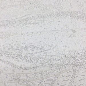 Classic Large Paisley in White and Grey | Home Decor / Drapery Fabric | 54" Wide | By the Yard