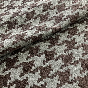Brown and Gray Chenille Houndstooth | Upholstery Fabric | 57 Wide | By the Yard