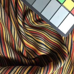 Stripes in Brown / Red / Yellow / Black | Upholstery Fabric | 56 W | By the Yard