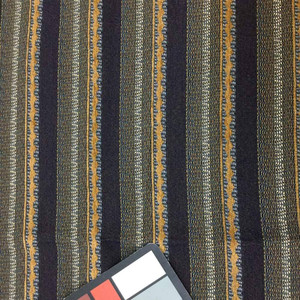 Textured Navy Blue and Tan Stripes | Upholstery Fabric | 56 Wide | By the Yard