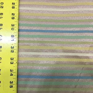 Tan with Tonal Green and Gold Stripes | Upholstery Fabric | 56 W | By the Yard