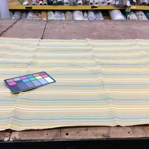 Tan with Tonal Green and Gold Stripes | Upholstery Fabric | 56 W | By the Yard