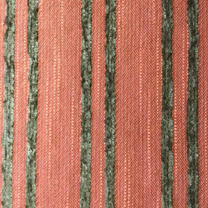 Red with Brown Raised Chenille Stripes | Upholstery Fabric | 57 W | By the Yard