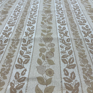 Khaki Tan Floral Sectioned Stripes | Upholstery Fabric | 54 Wide | By the Yard