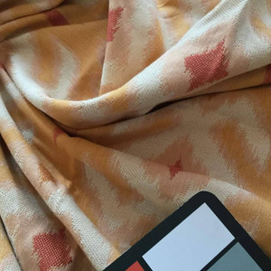 Orange and Red Ikat | Upholstery / Slipcover Fabric | 54 Wide | By the Yard