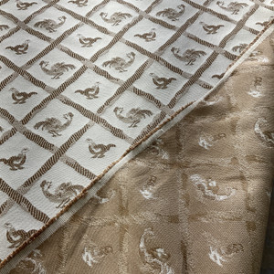 Chickens Diamond Lattice in Brown / Beige | Upholstery Fabric | 56 Wide | BTY