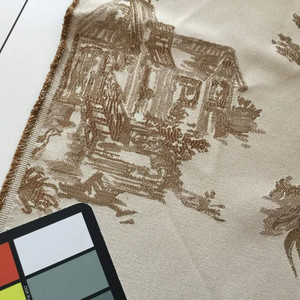 Spanish Toile in Beige and Brown | Upholstery Fabric | 54 Wide | By the Yard
