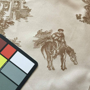 Spanish Toile in Beige and Brown | Upholstery Fabric | 54 Wide | By the Yard