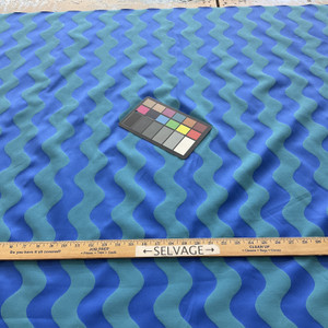 Vertical Waves in Blue and Green | Drapery Fabric | 55 Wide | By the Yard