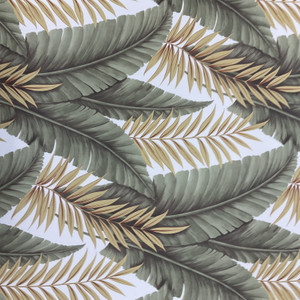 Tropical Leaves | Green and White | Knit Home Decor / Apparel Fabric | 62 Wide