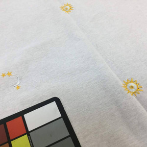 White with Sun Embroidery | Upholstery / Drapery Fabric | 70 Wide | By the Yard