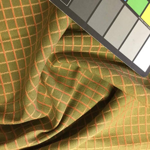Green with Red and Yellow Grid | Upholstery / Slipcover Fabric | 57 Wide | BTY