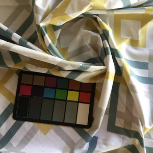 Lattice in Blue / Gray / Yellow / White | Home Decor Fabric | 55 W | By the Yard