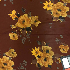 Autumn Floral Chiffon in Burgundy / Yellow | Apparel Fabric | 46 Wide | BTY