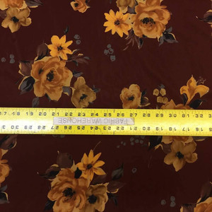 Autumn Floral Chiffon in Burgundy / Yellow | Apparel Fabric | 46 Wide | BTY