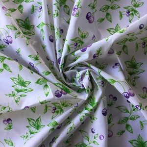 Vintage Plums in White, Purple, Green | Home Decor Fabric | 56 W | By the Yard