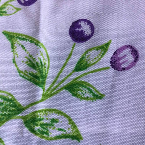 Vintage Plums in White, Purple, Green | Home Decor Fabric | 56 W | By the Yard