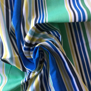 Thick and Thin Summer Stripes | Blue / Green / Yellow | Home Decor Fabric | 54 W