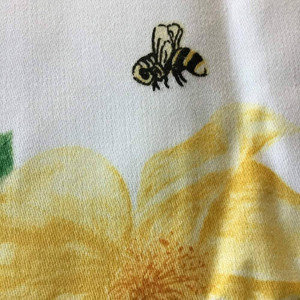 Bees in Flower Garden | Pink, Purple, Yellow, White | Home Decor Fabric | 54 W