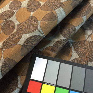 Brown Leaves on Gray | Upholstery / Slipcover Fabric | 56 Wide | By the Yard