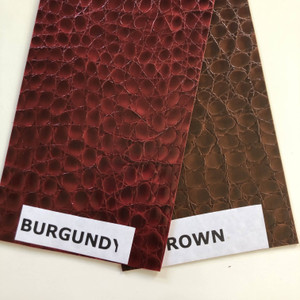 BROWN - Glossy Faux Snake Skin Upholstery Vinyl Fabric | CROCCO | BTY |
