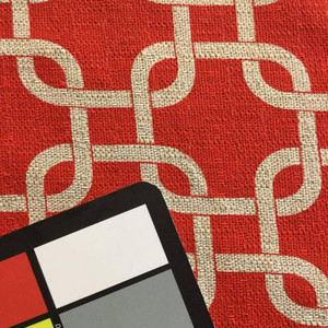 Square Links Red / Natural | Premier Prints | Home Decor Fabric | 54 Wide | BTY