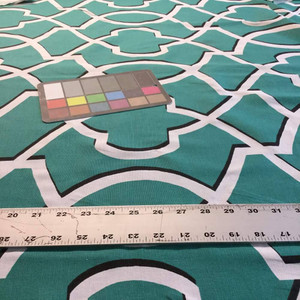 Shadowed Lattice Ocean Green / White | Premier Prints | Home Decor Fabric | 54 W