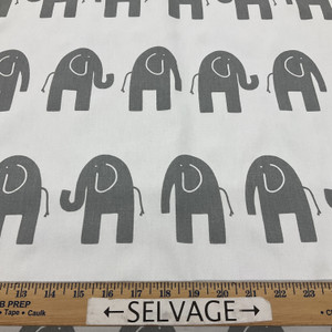 Elephants in Gray on White | Premier Prints | Children's Decor Fabric | 54 Wide