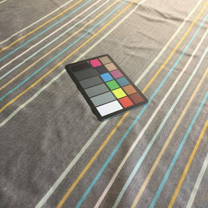 Horizontal Stripes Gray, Yellow, Blue | Slipcover / Curtain Fabric | 54 Wide