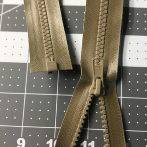 28 Inch Tan Separating Jacket Zipper | HEAVY DUTY Molded Plastic Chain Zipper |