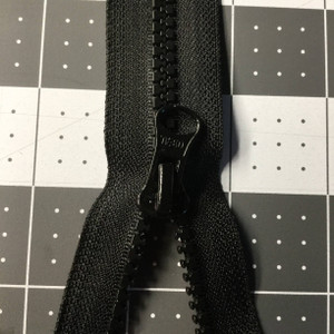 28 Inch Black, Double Pull Non Separating Zipper  HEAVY DUTY Molded Plastic Chain Zipper