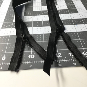 28 Inch Black, Double Pull Non Separating Zipper  HEAVY DUTY Molded Plastic Chain Zipper