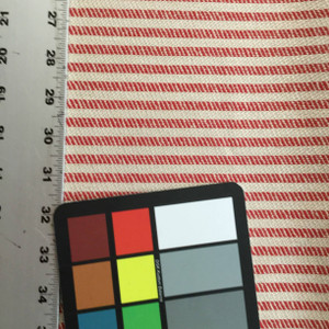 Red / Tan Ticking Striped Fabric | Slipcovers / Drapery | 54 Wide | By the Yard