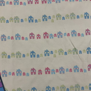 Vintage Houses Tan / Red / Blue | Heavyweight Upholstery Fabric | 54 Wide | BTY
