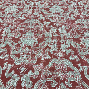 Scrollwork Damask | Home Decor Fabric | Red / Gray | Lacefield | 54 Wide | BTY