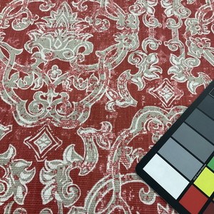 Scrollwork Damask | Home Decor Fabric | Red / Gray | Lacefield | 54 Wide | BTY