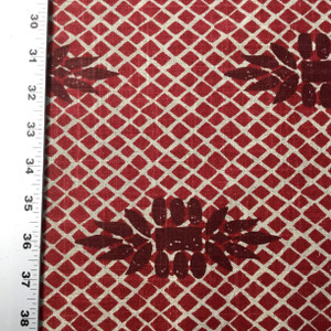 Diamonds with Motifs | Home Decor Fabric | Dark Red / Taupe | Linen-like | 54W