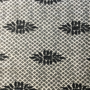 Diamonds with Motifs Gray / Black on Linen | Home Decor Fabric | Lacefield | 54W