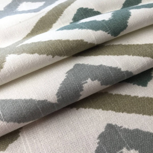 Diamond Zig Zag | Taupe / Gray / Green | Drapery Fabric | Robert Allen | 54 W