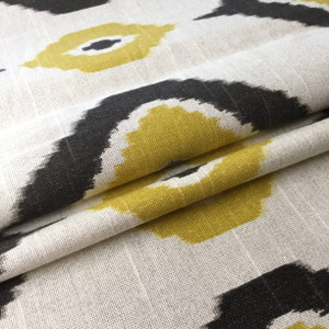 Ikat Diamonds | Home Decor Fabric | Yellow / Gray / Beige | 54 Wide | BTY