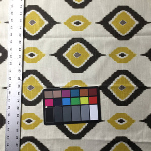 Ikat Diamonds | Home Decor Fabric | Yellow / Gray / Beige | 54 Wide | BTY