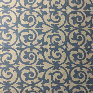 Scrollwork Vine | Home Decor Fabric | Blue / Natural | 54 Wide | By the Yard