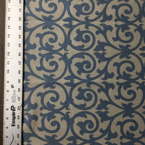 Scrollwork Vine | Home Decor Fabric | Blue / Natural | 54 Wide | By the Yard