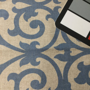 Scrollwork Vine | Home Decor Fabric | Blue / Natural | 54 Wide | By the Yard