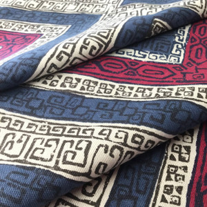 Geometric Diamond Red / Blue | Home Decor Fabric | Robert Allen | 54 Wide | BTY