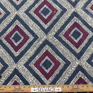 Geometric Diamond Red / Blue | Home Decor Fabric | Robert Allen | 54 Wide | BTY