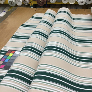 Sunbrella 4932-0000 Striped Beige / Green | 46 Inch wide | AWNING AND MARINE Fabric | Shade / Outdoor Covers | By the Yard