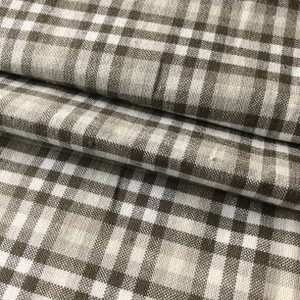Plaid Taupe / White | Drapery / Slipcover Fabric  | 54”  Wide | By the Yard
