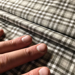 Plaid Taupe / White | Drapery / Slipcover Fabric  | 54”  Wide | By the Yard